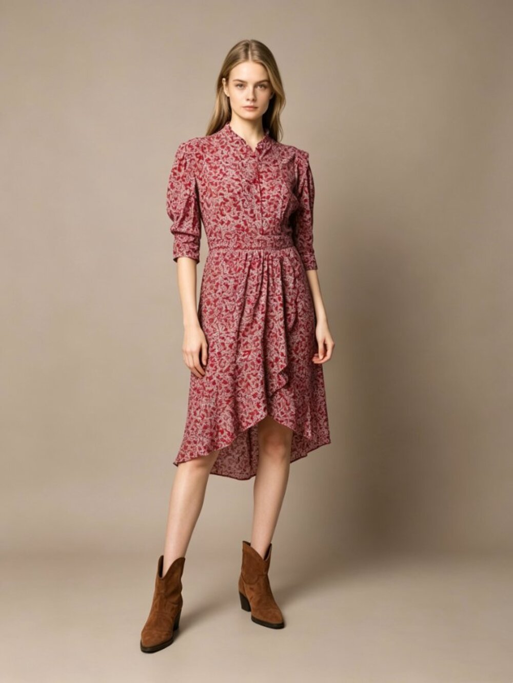 NWOT BA&SH CHELSEA Floral MIDI DRESS SIZE 0